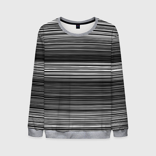 Мужской свитшот Black and white thin stripes Тонкие полосы / 3D-Меланж – фото 1