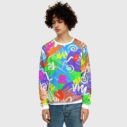 Свитшот мужской Яркий геометрический принт на белом фоне, цвет: 3D-белый — фото 2