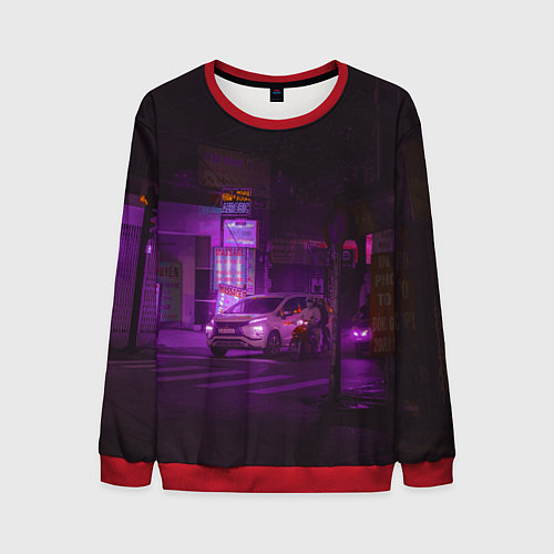 Мужской свитшот Неоновый ночной переход - Фиолетовый / 3D-Красный – фото 1