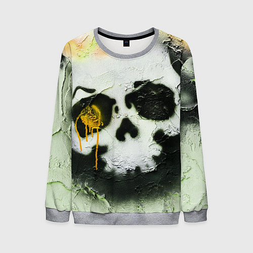 Мужской свитшот Череп на поверхности в красках - Жёлтый / 3D-Меланж – фото 1