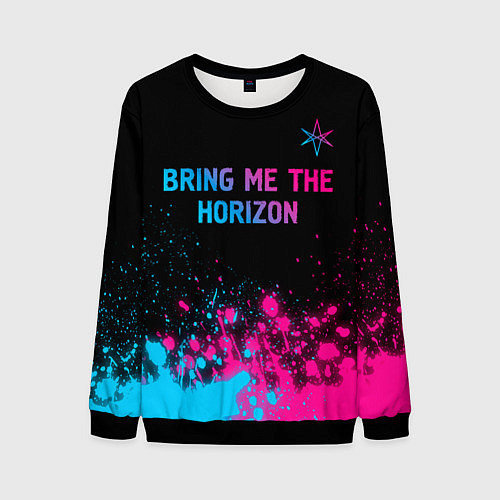 Мужской свитшот Bring Me the Horizon Neon Gradient / 3D-Черный – фото 1