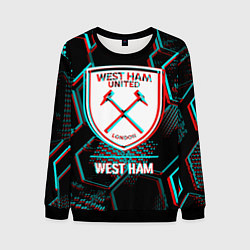 Свитшот мужской West Ham FC в стиле Glitch на темном фоне, цвет: 3D-черный