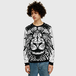 Свитшот мужской Черно белый Африканский Лев Black and White Lion, цвет: 3D-черный — фото 2