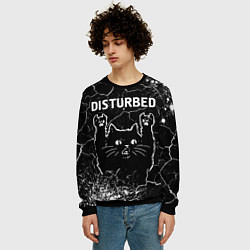 Свитшот мужской Группа Disturbed и Рок Кот, цвет: 3D-черный — фото 2