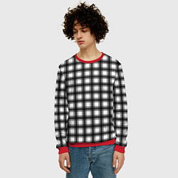 Свитшот мужской Black and white trendy checkered pattern, цвет: 3D-красный — фото 2