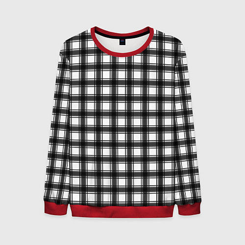 Мужской свитшот Black and white trendy checkered pattern / 3D-Красный – фото 1