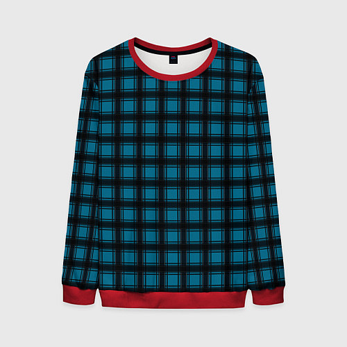 Мужской свитшот Black and blue plaid / 3D-Красный – фото 1