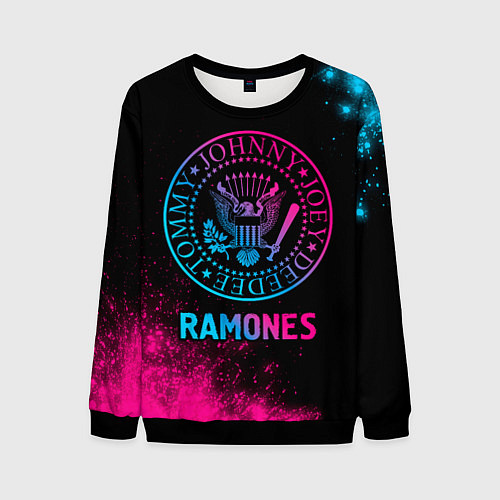 Мужской свитшот Ramones Neon Gradient / 3D-Черный – фото 1