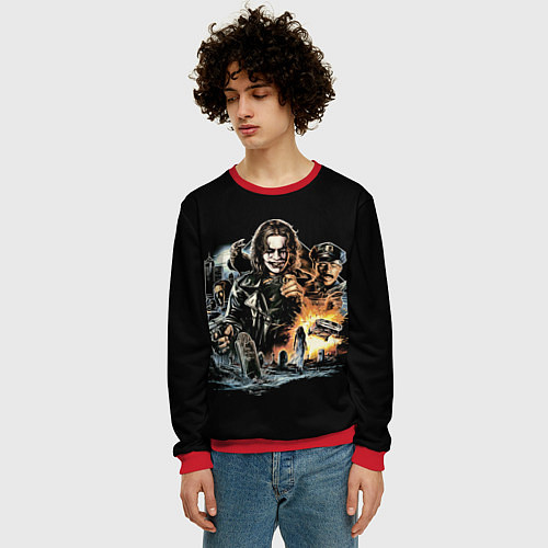 Мужской свитшот Фильм Ворон, Постер The Crow / 3D-Красный – фото 3