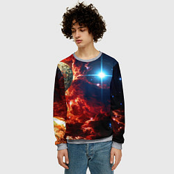 Свитшот мужской Яркая звезда в космическом пространстве, цвет: 3D-меланж — фото 2