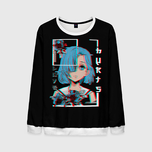 Мужской свитшот Love Anime Girl Flowers / 3D-Белый – фото 1