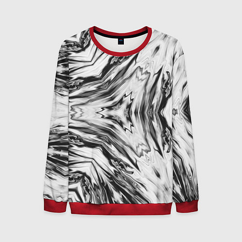 Мужской свитшот Черно-белый абстрактный узор Трио / 3D-Красный – фото 1