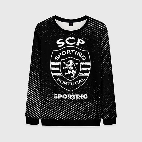 Мужской свитшот Sporting с потертостями на темном фоне / 3D-Черный – фото 1