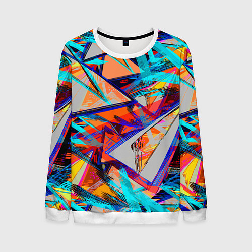Мужской свитшот Яркий неоновый абстрактный узор / 3D-Белый – фото 1