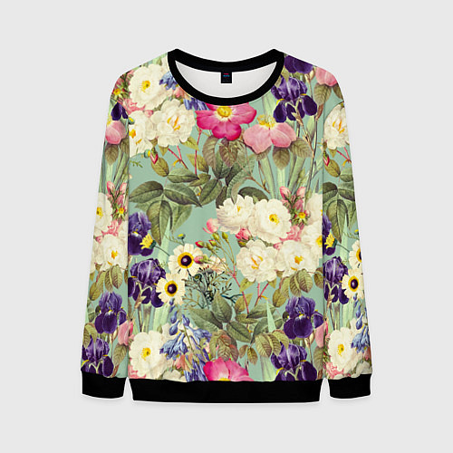 Мужской свитшот Красочные Цветы Лета / 3D-Черный – фото 1