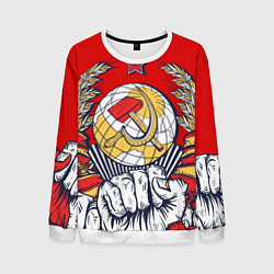 Свитшот мужской СССР серп и молот герб, цвет: 3D-белый