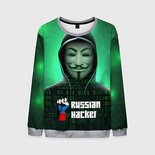 Мужской свитшот Russian hacker green / 3D-Меланж – фото 1