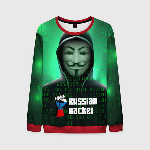 Мужской свитшот Russian hacker green / 3D-Красный – фото 1