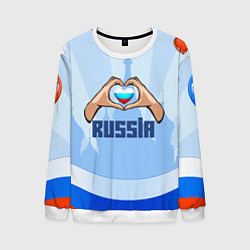 Мужской свитшот Люблю Россию - сердечко руками