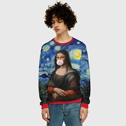 Свитшот мужской Мона Лиза Приколы - Звездная ночь, цвет: 3D-красный — фото 2