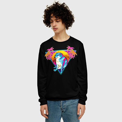 Мужской свитшот Неоновый Малыш Чимс / 3D-Черный – фото 3