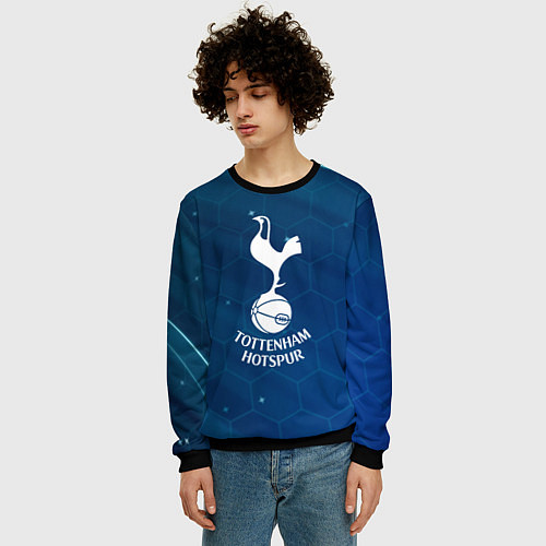 Мужской свитшот Tottenham hotspur Соты абстракция / 3D-Черный – фото 3
