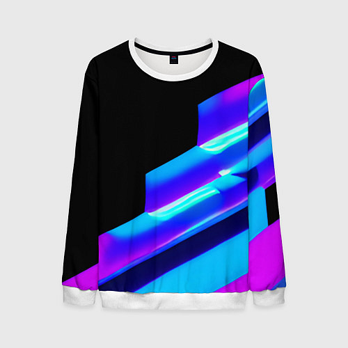 Мужской свитшот Яркие неоновые линии / 3D-Белый – фото 1