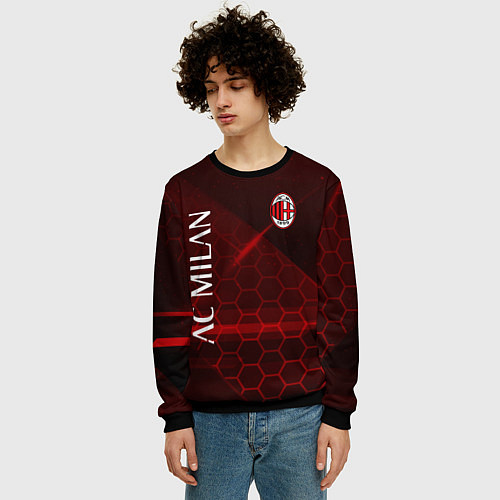 Мужской свитшот Ac milan Соты / 3D-Черный – фото 3