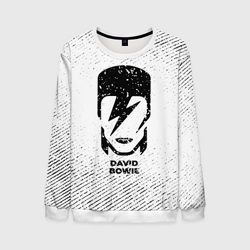 Мужской свитшот David Bowie с потертостями на светлом фоне / 3D-Белый – фото 1