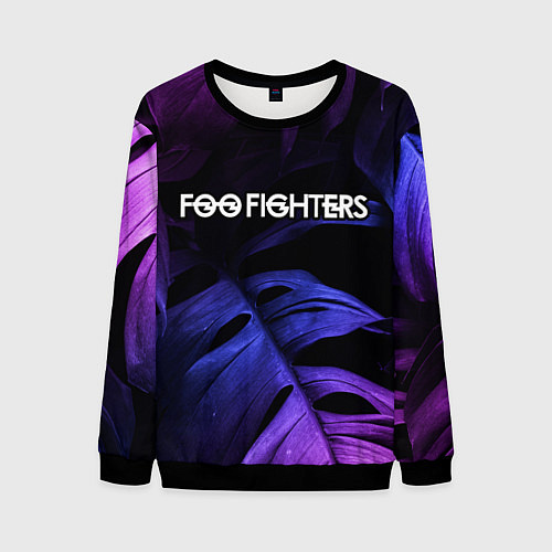 Мужской свитшот Foo Fighters neon monstera / 3D-Черный – фото 1