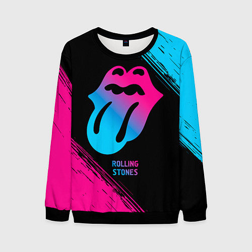 Мужской свитшот Rolling Stones - neon gradient / 3D-Черный – фото 1