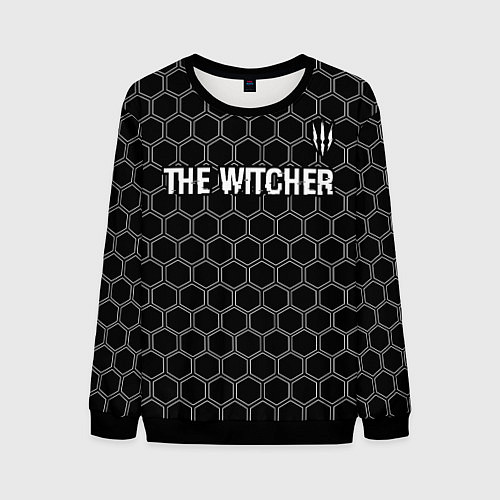 Мужской свитшот The Witcher glitch на темном фоне: символ сверху / 3D-Черный – фото 1
