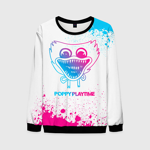 Мужской свитшот Poppy Playtime neon gradient style / 3D-Черный – фото 1