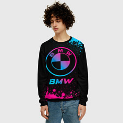 Свитшот мужской BMW - neon gradient, цвет: 3D-черный — фото 2