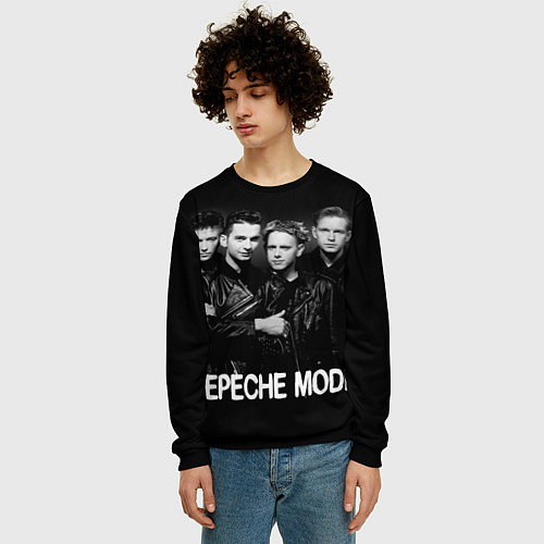 Мужской свитшот Depeche Mode - black & white portrait / 3D-Черный – фото 3