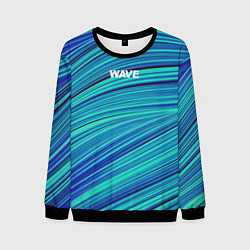 Свитшот мужской Абстрактные волны Wave - бирюзовые, цвет: 3D-черный