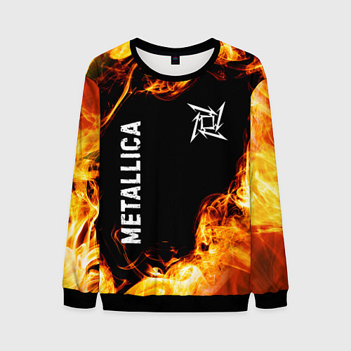 Мужской свитшот Metallica и пылающий огонь / 3D-Черный – фото 1
