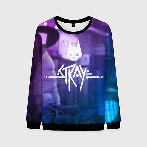 Мужской свитшот Stray - мордочка - neon / 3D-Черный – фото 1