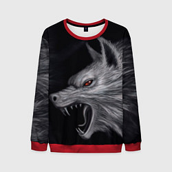 Свитшот мужской Агрессивный волк, цвет: 3D-красный