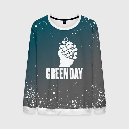 Мужской свитшот Green day - брызги / 3D-Белый – фото 1