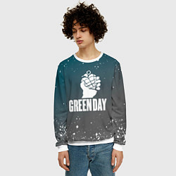 Свитшот мужской Green day - брызги, цвет: 3D-белый — фото 2