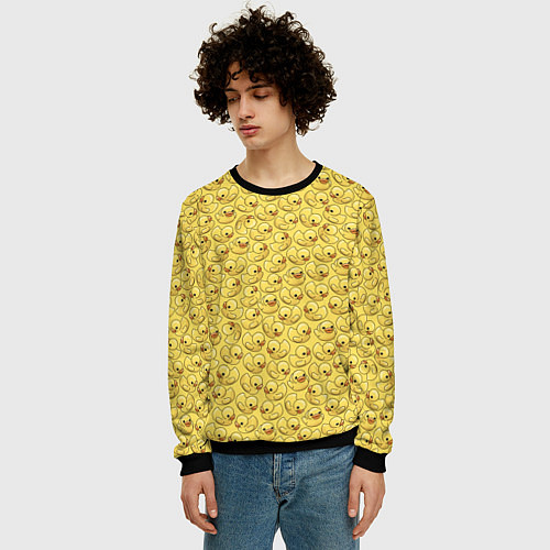 Мужской свитшот Утиный принт / 3D-Черный – фото 3