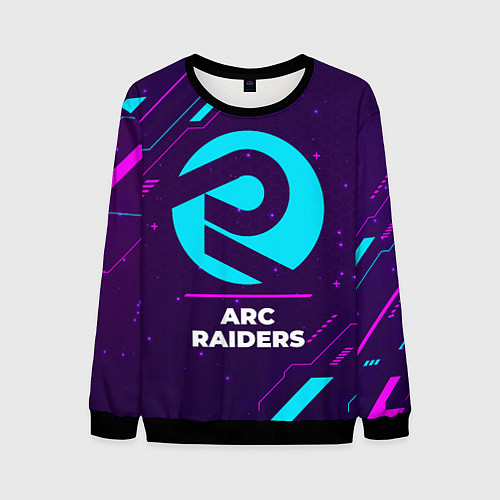 Мужской свитшот Символ ARC Raiders в неоновых цветах на темном фон / 3D-Черный – фото 1