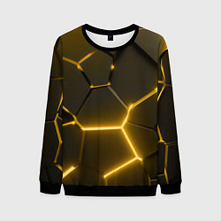 Свитшот мужской Золотые неоновые геометрические плиты, цвет: 3D-черный