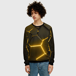 Свитшот мужской Золотые неоновые геометрические плиты, цвет: 3D-черный — фото 2