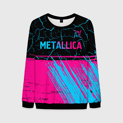 Мужской свитшот Metallica - neon gradient: символ сверху / 3D-Черный – фото 1