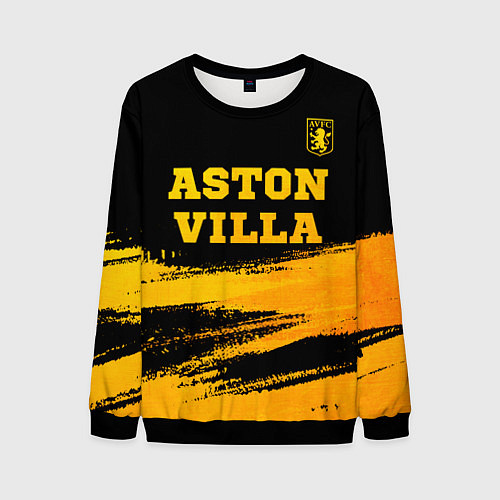 Мужской свитшот Aston Villa - gold gradient: символ сверху / 3D-Черный – фото 1