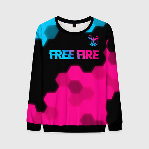 Мужской свитшот Free Fire - neon gradient: символ сверху / 3D-Черный – фото 1