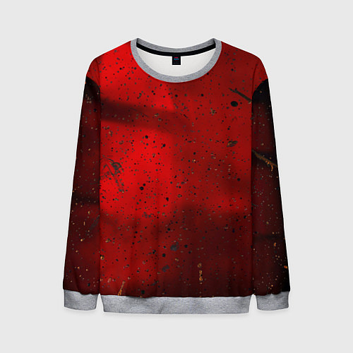 Мужской свитшот Абстрактный красный дым и брызги тёмной краски / 3D-Меланж – фото 1