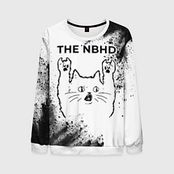 Свитшот мужской The Neighbourhood рок кот на светлом фоне, цвет: 3D-белый